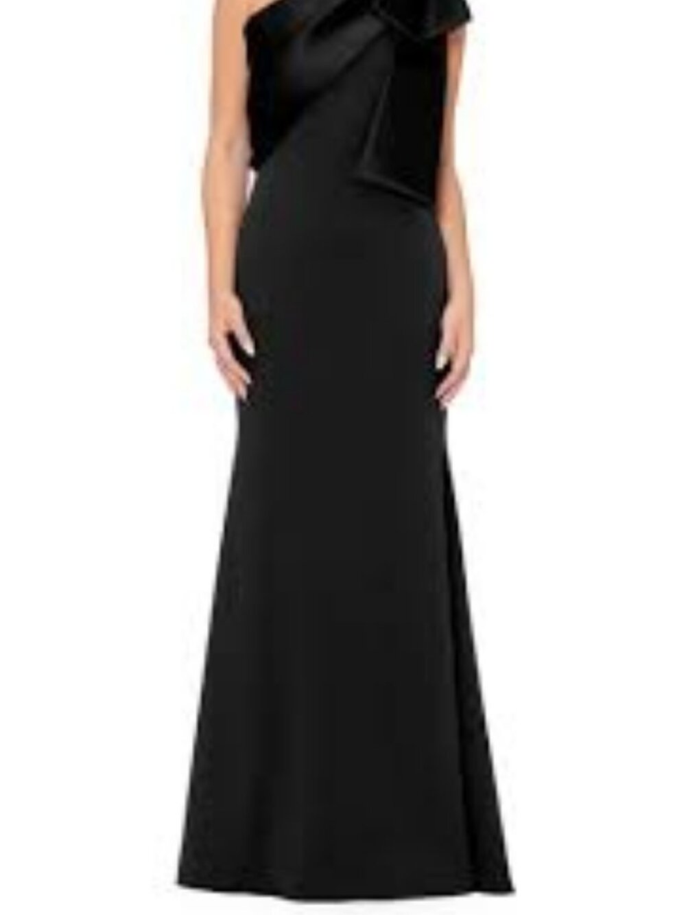 50 - NWT - BETSY & ADAM SATIN BOW CREPE MERMAID DRESS - Picture 4 of 4